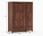 Melody 3 Door Solid Sheesham Wood Wardrobe - Image 7
