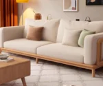 Modish Scratch-shielded Beige Solid Color Sofa - Image 7