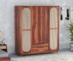 Nylah Mango Wood Cane Wardrobe - Image 2