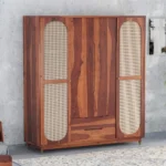 Nylah Mango Wood Cane Wardrobe