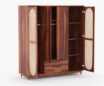 Nylah Mango Wood Cane Wardrobe - Image 6