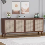 Patsy Solid Wood Acacia Cane Cabinet and Sideboard