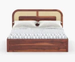 Rattan Sheesham Wood Cane King/Queen Size Bed With Storage - Image 4