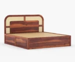 Rattan Sheesham Wood Cane King/Queen Size Bed With Storage - Image 7