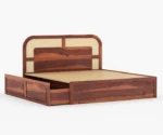 Rattan Sheesham Wood Cane King/Queen Size Bed With Storage - Image 8