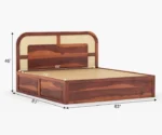 Rattan Sheesham Wood Cane King/Queen Size Bed With Storage - Image 9