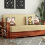 Sheesham Wood Sofa Cum Bed With Armrests