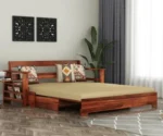 Sheesham Wood Sofa Cum Bed With Armrests - Image 5