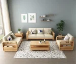 Sofa Set Wooden Sofa Design Premium Pine Wood Sofa Set For Living Room - Image 2