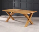 Solid Teak X Frame Dining Table + 6 Cross Back Chairs - Image 3