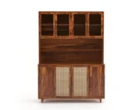 Solid Wood Sheesham Crockery Unit with Rattan - Image 4