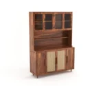 Solid Wood Sheesham Crockery Unit with Rattan - Image 5