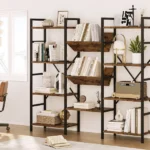 Tier Bookshelf Industrial Large Bookcase Display Rack
