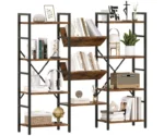 Tier Bookshelf Industrial Large Bookcase Display Rack - Image 3