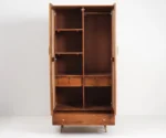 Two Door Wardrobe Wood Almirah in Rattan work for Bedroom - Image 9