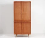 Two Door Wardrobe Wood Almirah in Rattan work for Bedroom - Image 10