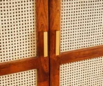 Two Door Wardrobe Wood Almirah in Rattan work for Bedroom - Image 5