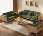 Jade Green Sofa Couch with 5 Pillows and 1-Ottoman