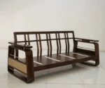 Vedic 3+1+1 Sheesham Wood Sofa Set With Cane and Brass Detailing - Image 4