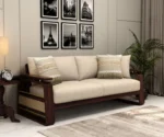 Vedic 3+1+1 Sheesham Wood Sofa Set With Cane and Brass Detailing - Image 2
