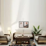 Vedic 3+1+1 Sheesham Wood Sofa Set With Cane and Brass Detailing