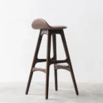 Vintage Bar Stool In Solid Dark Stained