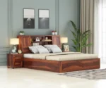 Wana Sheesham Wood King-Queen Size Bed with Hydraulic Storage