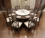 Wood Round Dining Table Set - Image 4