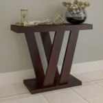 Wooden V Shaped Console Tables with Shelf Storage