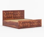 Zik Zak Sheesham Wood King-Queen Size Bed With Storage - Image 7