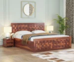 Zik Zak Sheesham Wood King-Queen Size Bed With Storage