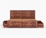 Zik Zak Sheesham Wood King-Queen Size Bed With Storage - Image 3