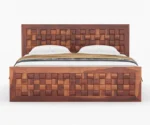 Zik Zak Sheesham Wood King-Queen Size Bed With Storage - Image 2
