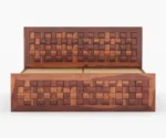 Zik Zak Sheesham Wood King-Queen Size Bed With Storage - Image 4