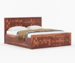 Zik Zak Sheesham Wood King-Queen Size Bed With Storage - Image 5
