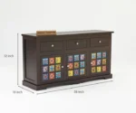 Boho Sheesham Wood Storage Cabinet Sideboard With Three Drawers - Image 5