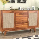 wood Cabinet with Fluted