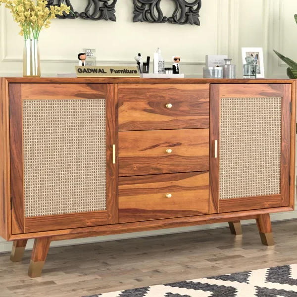 wood Cabinet with Fluted