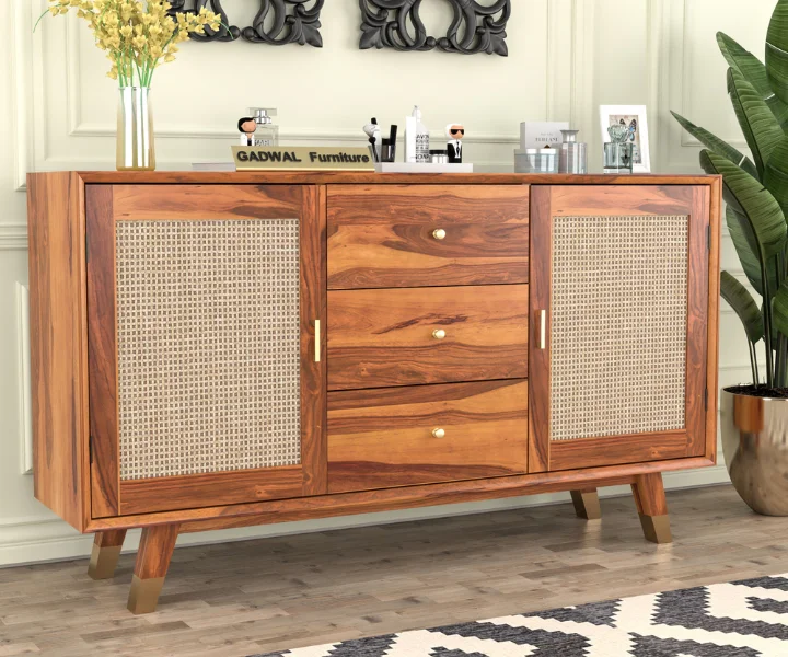 wood Cabinet with Fluted