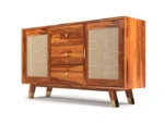 Briska wood Cabinet with Fluted Glass & Drawer Storage - Image 3