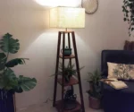 Charlotte Wooden Floor Lamp with Brown Base and Jute Fabric Lampshade - Image 2