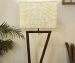 Chloe Wooden Floor Lamp with Brown Base and Jute Fabric Lampshade - Image 6