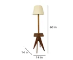 Claude Wooden Floor Lamp with Brown Base and Jute Fabric Lampshade - Image 9
