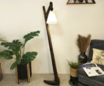 Druid Wooden Floor Lamp with Brown Base and Jute Fabric Lampshade - Image 7