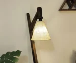 Druid Wooden Floor Lamp with Brown Base and Jute Fabric Lampshade - Image 5