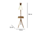 Hubert Wooden Floor Lamp with Brown Base and Jute Fabric Lampshade - Image 8