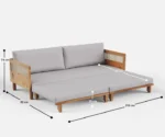 Noah 3 Seater Solid Wood Rattan Sofa  Cum Bed and L Shape - Image 12