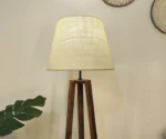 Vantage Wooden Floor Lamp with Brown Base and Jute Fabric Lampshade - Image 4