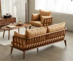 Wide Sofa Pillow Back Solid Wood Frame for Living Room - Image 9