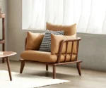 Wide Sofa Pillow Back Solid Wood Frame for Living Room - Image 7